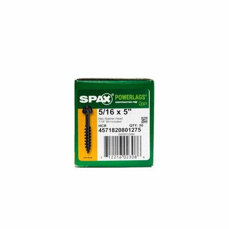 Spax Wood Screw, 5 in, Round Head Hex Drive 4571820801275